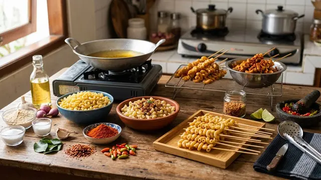Resep Sate Makaroni Krispi Pedas/AI Generated