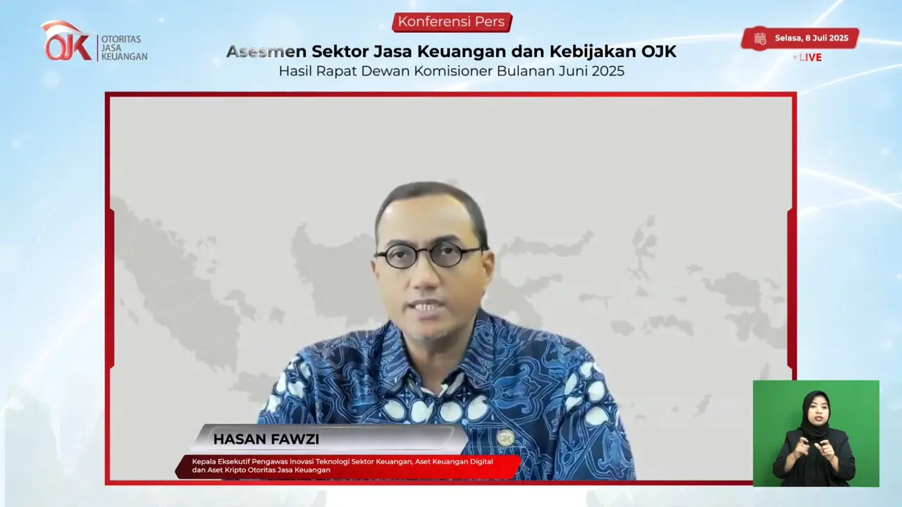 Kepala Eksekutif Pengawas Inovasi Teknologi Sektor Keuangan, Aset Keuangan Digital, dan Aset Kripto OJK, Hasan Fawzi. (Foto: tangkapan layar/Tira Santia)