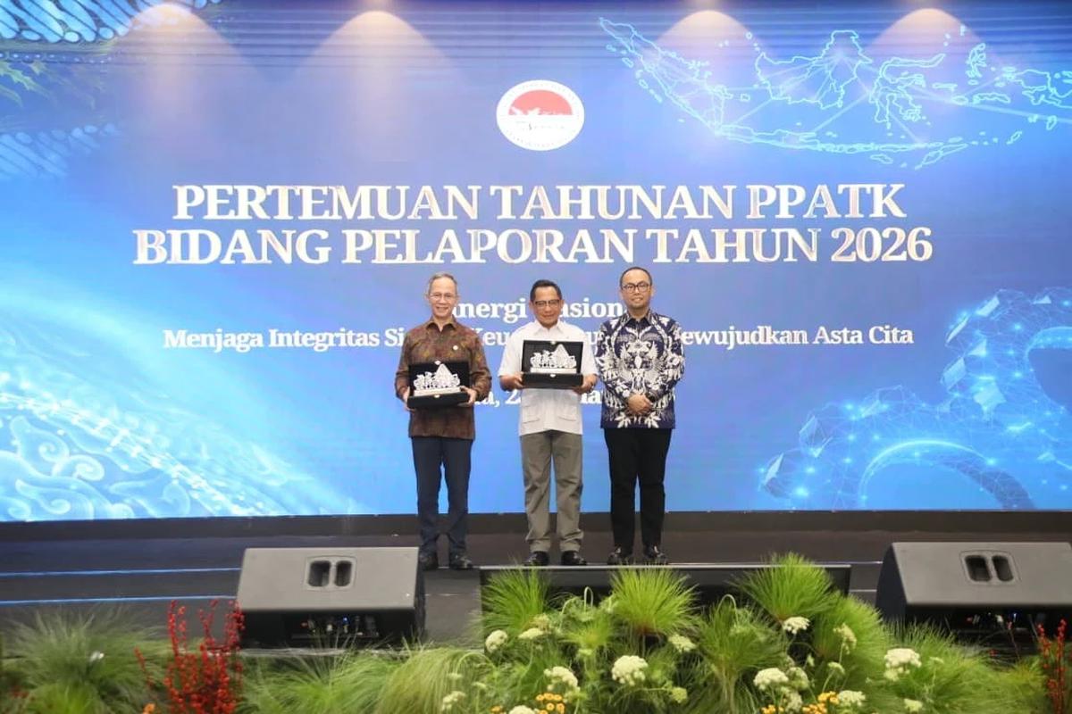 Mendagri Tito Karnavian saat Pertemuan Tahunan Pusat Pelaporan dan Analisis Transaksi Keuangan (PPATK) Bidang Pelaporan Tahun 2026