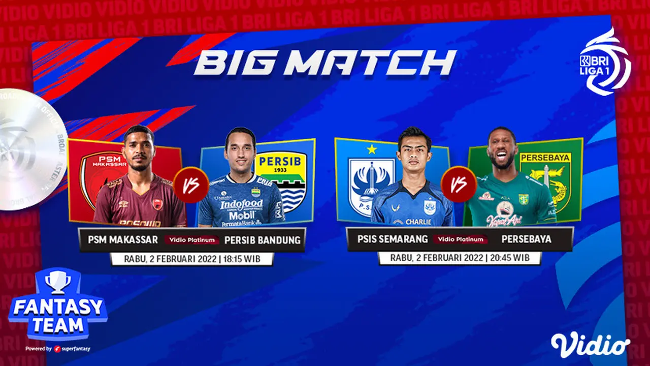 Link Live Streaming Big Match BRI Liga 1 di Vidio, Rabu 2 Februari 2022