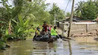 Banjir merendam sejumlah desa di Kabupaten Cilacap, Jawa Tengah akibat hujan lebat, Rabu (21/7/2021). (Foto: Liputan6.com/Humas Polres Cilacap)