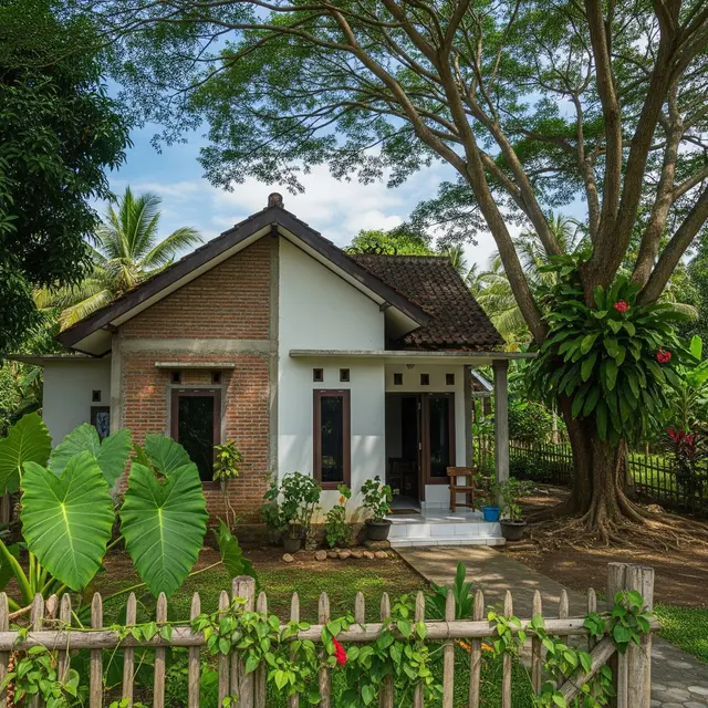9 Desain Rumah Tipe 36 di Desa dengan Pohon Rindang, Hunian Nyaman dan Asri