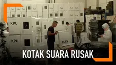 Puluhan kotak suara pemilu ditemukan dalam keadaan rusak saat akan dirakit di kantor KPU Solo.