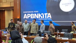 Menteri Keuangan Purbaya Yudhi Sadewa dalam Konferensi Pers APBN Kita, di Kantor Kemenkeu, Jakarta, Kamis (8/1/2026). (Liputan6.com/Arief)