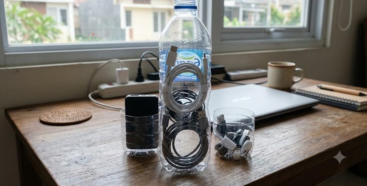 Trik Memanfaatkan Botol Plastik Bekas untuk Penyimpanan Rumah (AI Generated)