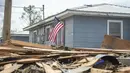Kerusakan akibat Badai Ida di Houma, Louisiana, Senin (30/8/2021). Badai Ida ini sebagai salah satu badai paling kuat yang pernah melanda Amerika Serikat.  (Scott Clause/The Daily Advertiser via AP)