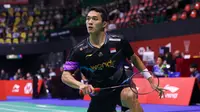 Tunggal putra Indonesia Jonatan Christie melangkah ke babak 16 besar Hong Kong Open 2024 usai menang atas Wang Tzu Wei di Hong Kong Coliseum, Rabu (11/9/2024). (foto: PP PBSI)