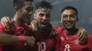 Gelandang Indonesia, Stefano Lilipaly, merayakan gol yang dicetaknya ke gawang Chinese Taipei pada laga Grup A Asian Games di Stadion Patriot, Bekasi, Minggu (12/8/2018). Indonesia menang 4-0 atas Chinese Taipei. (Bola.com/Vitalis Yogi Trisna)