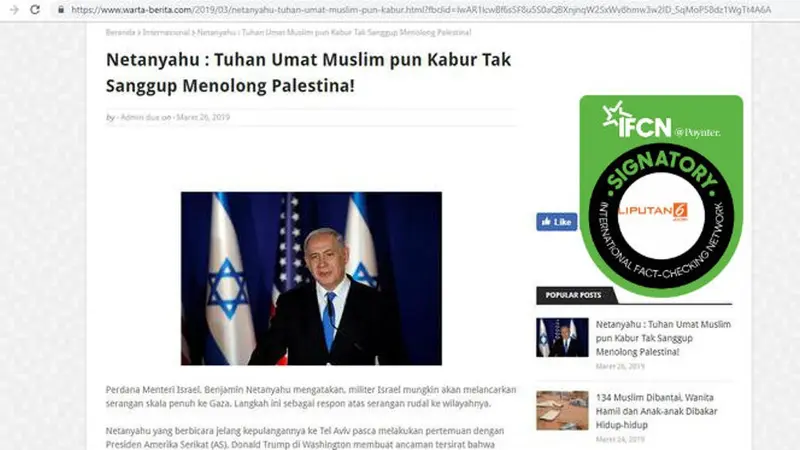 Cek Fakta - PM Israel Benjamin Netanyahu