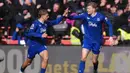Namun, hal tersebut sirna setelah Kiernan Dewsbury-Hall setelah mencetak gol penyeimbang 2-2 pada menit injury time. Hasil imbang tersebut tak mengubah posisi kedua tim dari klasemen Liga Inggris. (AP Photo/PA/Steven Paston)
