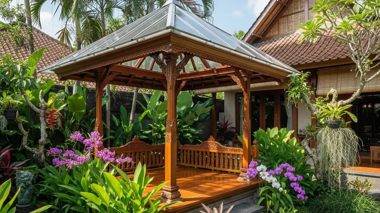 Desain Gazebo dengan Atap Transparan Agar Tetap Terang di Siang Hari