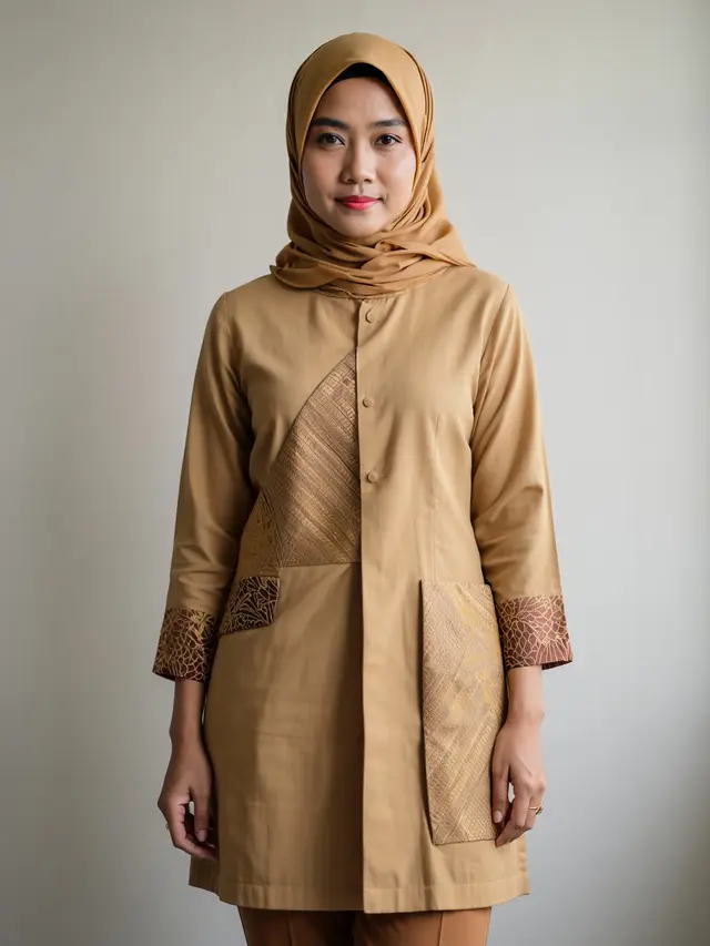 Gamis Linen Kombinasi Songket Elegan