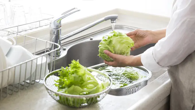 membersihkan sayuran