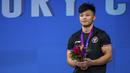 Untuk rekor total angkatan 359, Rahmat Abdullah pecahkan rekor Asian Games. (AP Photo/Louise Delmotte)