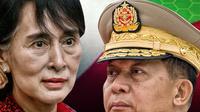 Aung San Suu Kyi dan Min Aung Hlaing. (Abdillah/Liputan6.com)