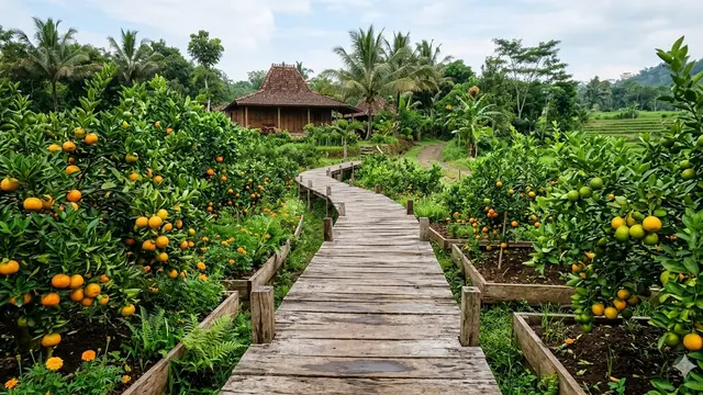 Kombinasi Jalan Setapak dan Bedengan Buah (Foto: Gemini AI)