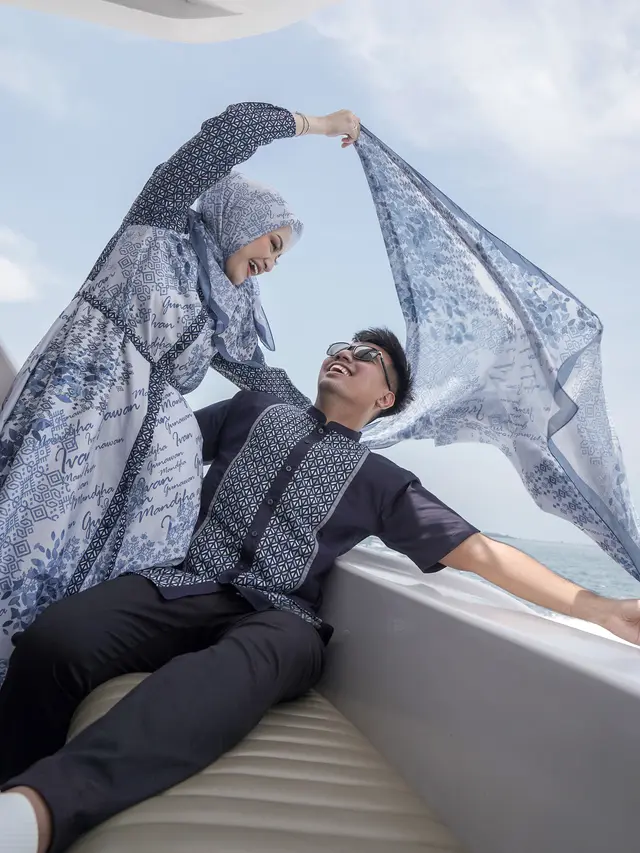 Nathalie Holscher dan Frans Faisal kompak gunakan baju Mandjha Hijab Ivan Gunawan