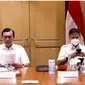 Menteri Koordinator bidang Kemaritiman dan Investasi Luhut Binsar Pandjaitan dalam konferensi pers perpanjangan PPKM level.