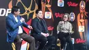 (dari kiri) Ketua Steering Committee (SC) Piala Presiden Maruarar Sirait, Ketua Umum PSSI Erick Thohir dan Direktur Emtek Media Harsiwi Achmad saat press conference Piala Presiden 2026 di Studio Lantai 8 SCTV Tower - Senayan City, Jakarta, Senin (06/07/2026). (Merdeka.com/ Arie Basuki)