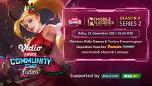 Jadwal dan Live Streaming Vidio Community Cup Ladies Season 8 Mobile Legends Series 2 di Vidio, Rabu 29 Desember 2021. (Sumber : dok. vidio.com)