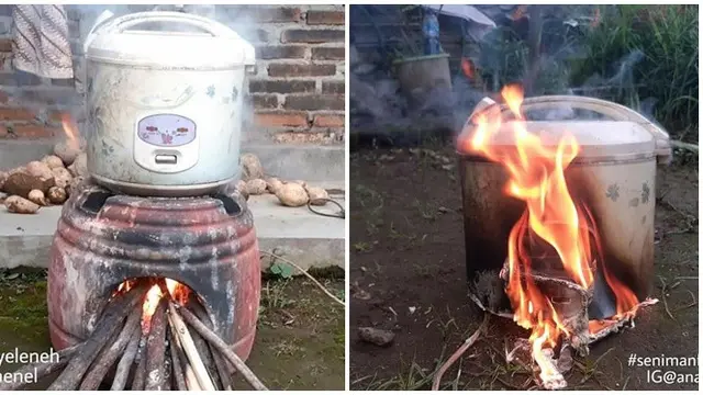 6 Potret Nyeleneh Orang Masak Pakai Kayu Bakar Ini Bikin Tepuk Jidat