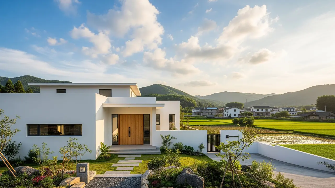 Tampak Depan Rumah Kampung Minimalis yang Bikin Hunian Terlihat Lebih Mewah (Image by Gemini AI)