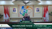 Deputi Bidang Statistik Distribusi dan Jasa BPS, Pudji Ismartini dalam konferensi pers neraca perdagangan Indonesia, Rabu (15/11/2023).BPS melaporkan nilai ekspor Indonesia naik 6,76 persen (mtm) pada Oktober 2023. (Tira/Liputan6.com)