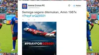 Arema Doakan Korban AirAsia (Twitter)