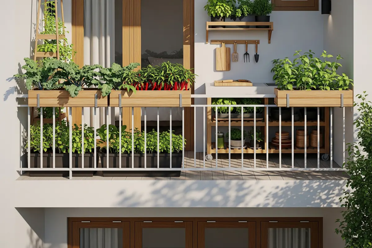 Desain Rumah Kecil dengan Taman di Balkon