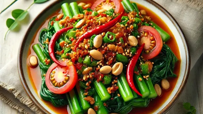 illustrasi rujak kangkung