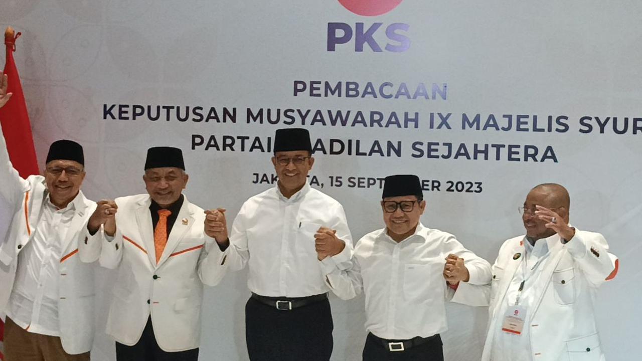 Presiden PKS Ahmad Syaikhu membacakan hasil keputusan Musywarah IX Majelis Syura Partai Keadilan Sejahtera (PKS).&nbsp;