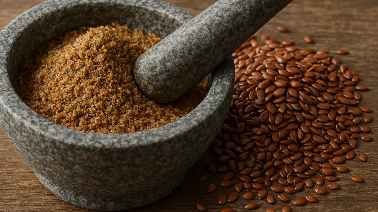 Ilustrasi Flax Seeds yang Ditumbuk
