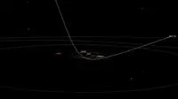 Lintasan obyek yang dinamai A/2017 U1 saat masuk ke tata surya. (NASA)