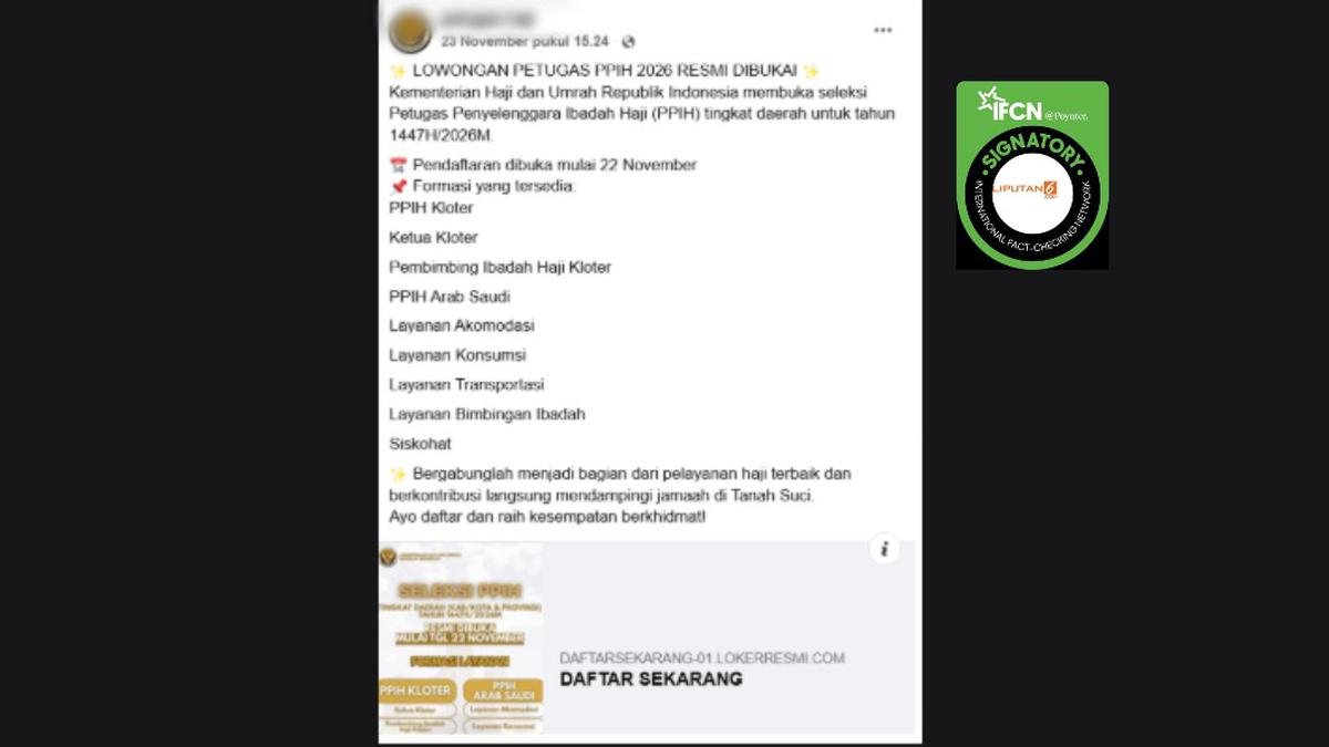 Cek Fakta: Tidak Benar Ini Link Pendaftaran Petugas Haji 2026