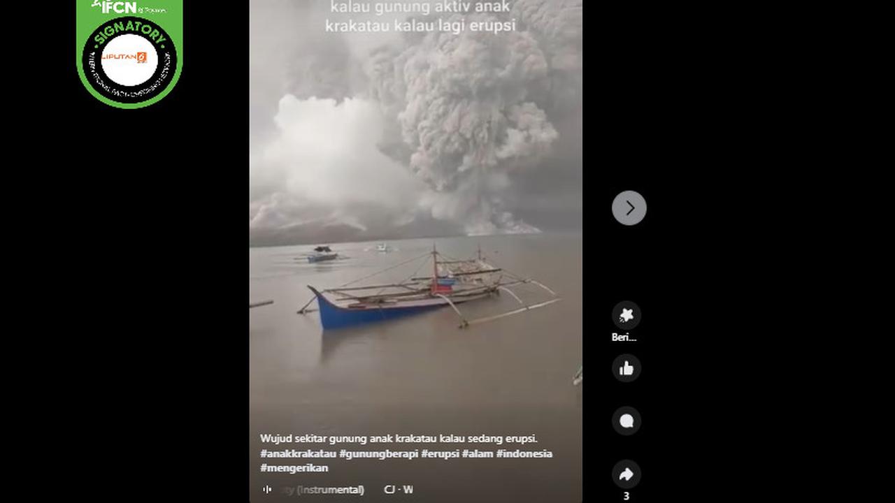 Tangkapan layar klaim video Gunung Anak Krakatau sedang erupsi