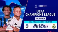 Laga big match Liga Champions: Atalanta vs Real Madrid pada matchweek ke 6 di Vidio. (sum. doc. vidio.com)
