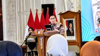 Wakil Menteri Perencanaan Pembangunan Nasional/Badan Perencanaan Pembangunan Nasional Republik Indonesia (PPN/Bappenas RI) Febrian Alphyanto Ruddyard dalam peluncuran Early Childhood Development Index (ECDI) di Jakarta Pusat pada Rabu, 14 Mei 2025. Foto: Liputan6.com/Ade Nasihudin.
