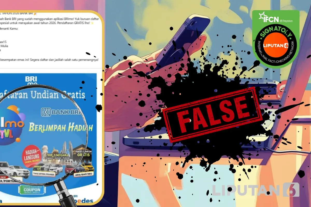 Cek Fakta Liputan6.com menangkap layar klaim link pendaftaran festival berhadiah awal 2026 untuk nasabah BRI