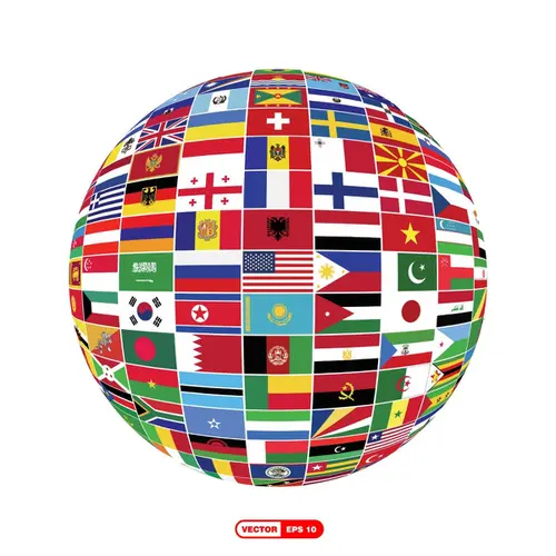 Ilustrasi negara. (Flags globe/ibrandify)