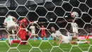 Pemian Swiss Breel Embolo mencetak gol pertama timnya selama pertandingan sepak bola babak 32 besar Piala Dunia antara Swiss dan Aljazair di Vancouver, British Columbia, Kamis (02/07/2026). (AP Photo/Lindsey Wasson)