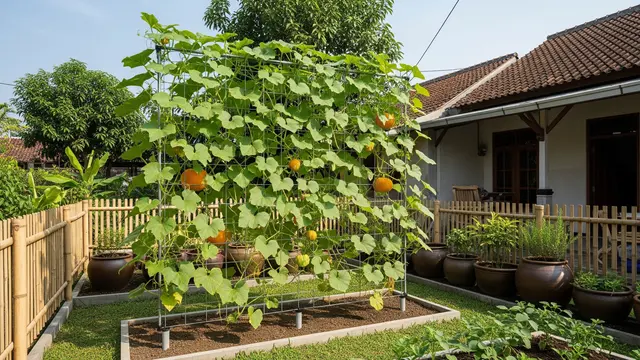 Cara Membuat Jalur Rambat Labu agar Halaman Tidak Berantakan, Kebun Rapi dan Estetik