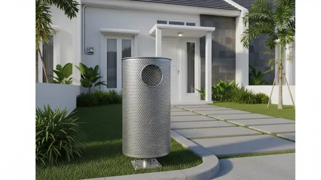 Desain Tempat Sampah Depan Rumah Minimalis Model Logam Berlubang