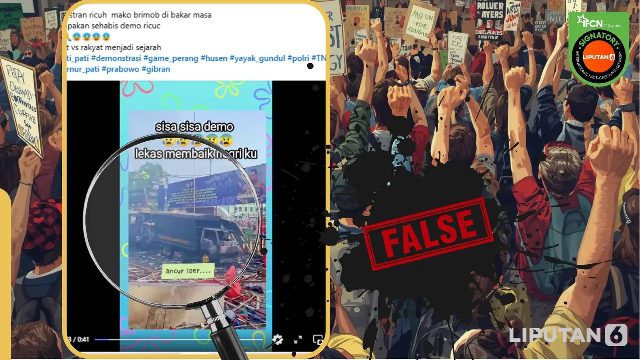 Tangkapan layar  klaim video penampakan Mako Brimob dibakar massa setelah demo ricuh.