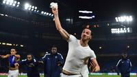 Zlatan Ibrahimovic menjadi penentu kemenangan PSG atas tim kuat Chelsea pada leg kedua babak 16 besar liga Champions di Stadion Stamford Bridge, London, Kamis (10//3/2016) dini hari WIB. (AFP /Ben Standsall)