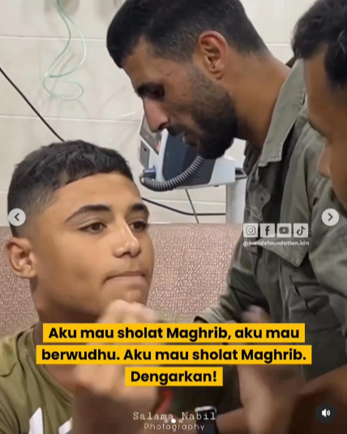 Anak Palestina di Gaza ini Ngotot Mau Salat Magrib saat Peluru Israel Menancap di Lehernya