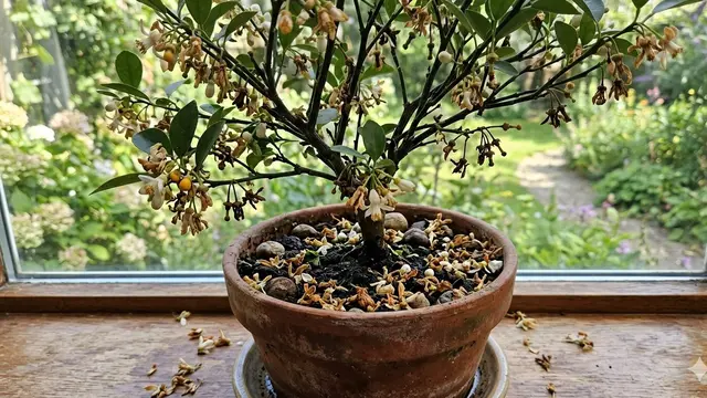 Penyebab pohon buah mini sudah berbunga tapi gagal berbuah (Foto: Gemini AI)