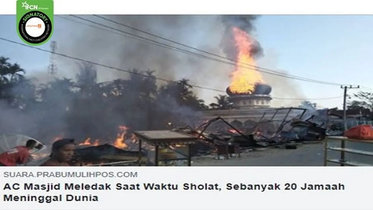 Gambar Tangkapan Layar Foto yang Diklaim AC Masjid Meledak dan Menyebabkan 20 Jamaah Meninggal Dunia.