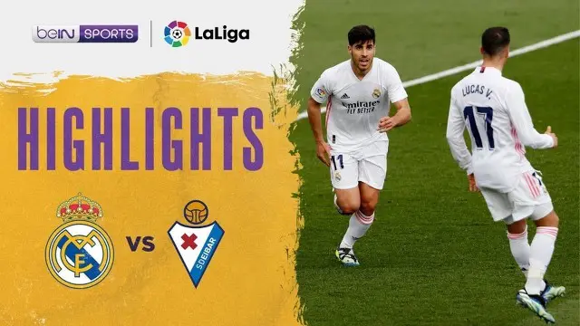 Berita video highlights kemenangan Real Madrid 2-0 atas Eibar pada pekan ke-29 Liga Spanyol 2020/2021, di mana Marco Asensio menorehkan gol mengesankan, Sabtu (3/4/2021) malam hari WIB.