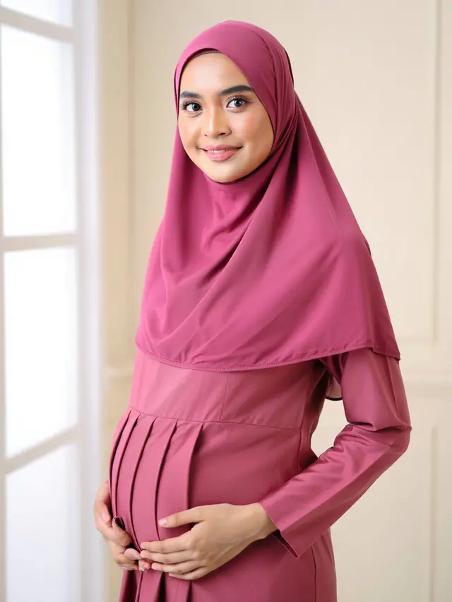 Model Gamis Ibu Hamil Kombinasi Polos Nyaman