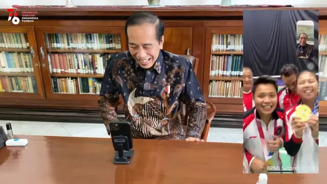 Presiden Jokowi Video Call Greysia Polii/Apriyani Rahayu.